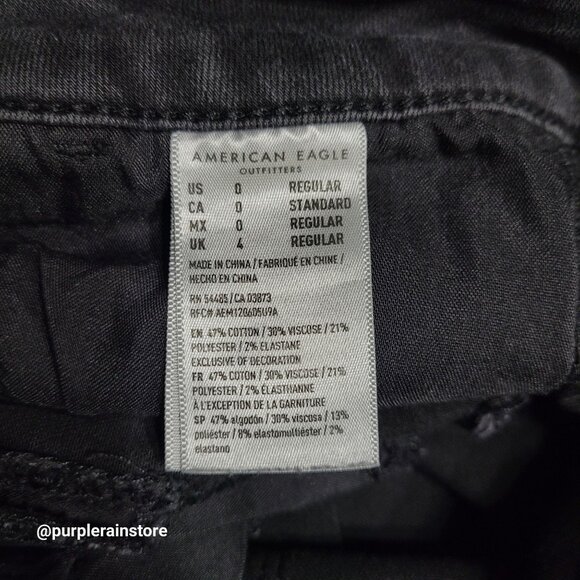 American Eagle Jeans 0 R Jegging Hi Rise Next Level Stretch Black Wash Denim - Picture 6 of 13